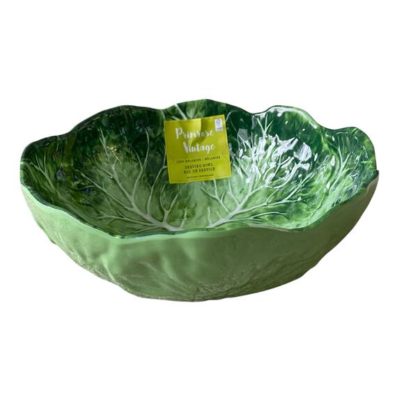 NEW Primrose Vintage Green Cabbage Leaf Melamine Salad Serving Bowl 10" Embossed - Picture 8 of 12
